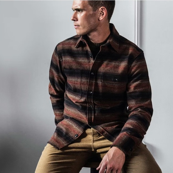 Taylor Stitch Moto Utility Shirt Sunset Stripe 38 /S - Picture 3 of 9